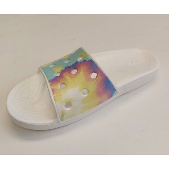 Crocs Classic Womens 8 Mens 10 Tiedye Graphic Slide Sandal Slip On Comfort Shoes - Picture 3 of 8